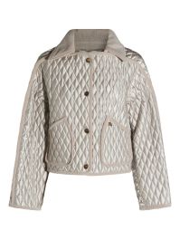 Burberry floriston gewatteerd jack met ribfluwelen afwerking - beige