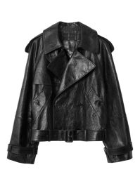 Burberry leren jack met reliëf - zwart