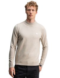 Butcher of blue trui met wol fijn gebreid taupe