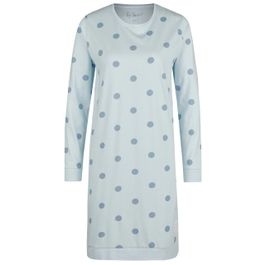 By louise dames nachthemd lange mouw katoen blauw gestipt