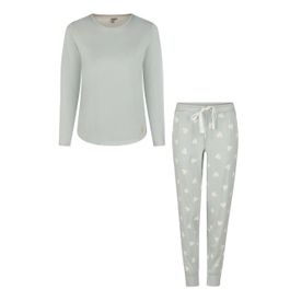 By louise dames pyjama set lang katoen mintgroen