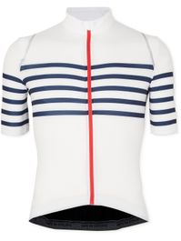 Café du cycliste - mona striped audax stretch-mesh cycling jersey - men - white - xs