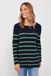 Cecil gestreepte trui donkerblauw/groen/roze