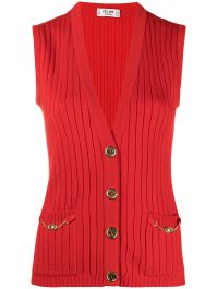 Celine pre-owned fijngebreid gilet - rood