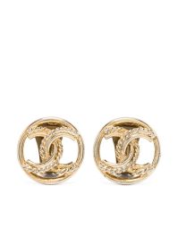 Chanel pre-owned 1970 oorbellen met cc logo - goud