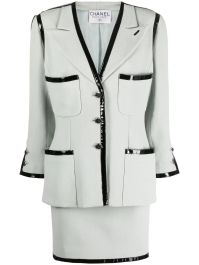 Chanel pre-owned 1990s mantelpak met enkele rij knopen - groen