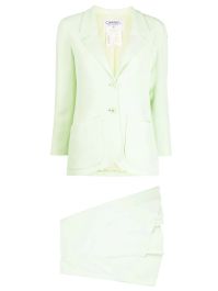 Chanel pre-owned 1994 mantelpak met enkele rij knopen - groen