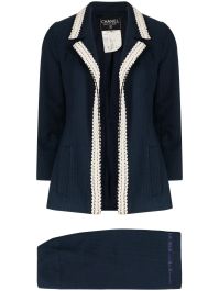 Chanel pre-owned 1994 mantelpakje met wafeltextuur - blauw