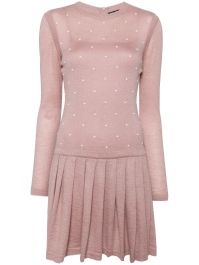 Chanel pre-owned 2000s gebreide jurk verfraaid met parel - roze