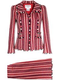 Chanel pre-owned 2004 tweedelig mantelpakje met cc afwerking - rood