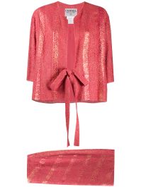 Chanel pre-owned geweven mantelpak - roze