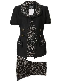 Chanel pre-owned mantelpak met bloemenprint - zwart