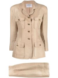 Chanel pre-owned tweedelig mantelpak - beige