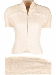 Christian dior 1990s tweedelig mantelpak - beige
