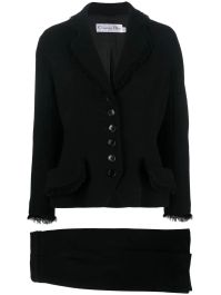 Christian dior 2010s pre-owned mantelpakje met franje afwerking - zwart