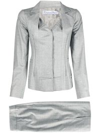 Christian dior mantelpak met gedrapeerde hals - grijs
