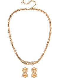Christian dior pre-owned 1980s halsketting en oorbellen verfraaid met kristallen - goud