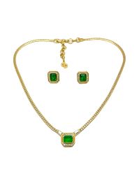 Christian dior pre-owned 1980s ketting en oorbellen verfraaid met stenen - goud