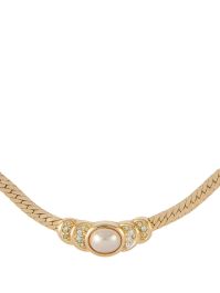 Christian dior pre-owned 1980s pre-owned halsketting met imitatieparel - goud