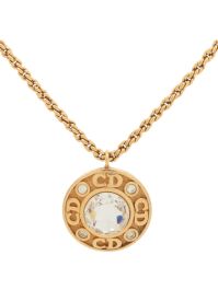 Christian dior pre-owned 1990s halsketting met logohanger - goud