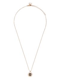 Christian dior pre-owned halsketting met stras en logohanger - goud