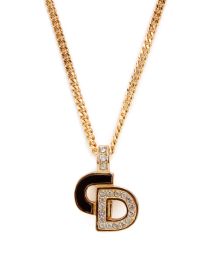 Christian dior pre-owned halsketting verfraaid met stras - goud