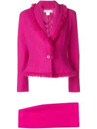 Christian dior pre-owned mantelpak met rafels - roze