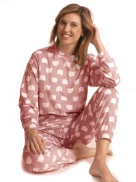 Cocodream micro velours dames pyjama - cats - warme winter fleece pyjama dames