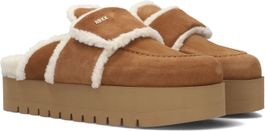 Cognac nubikk pantoffels teddy chunky fur