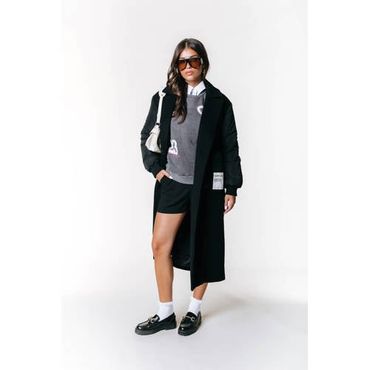 Colourful Rebel - Ada Contrast Wool Long Coat - Dames - Jassen