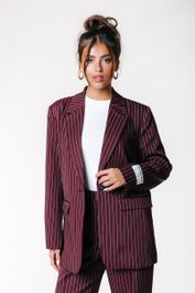 Colourful rebel jesra pinstripe single breasted blazer- l
