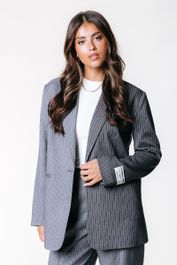 Colourful rebel - mimmi pinstripe two tone single breasted blazer - dames - blazers