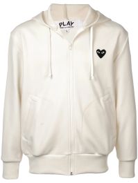 Comme des garçons play hoodie met heart logo en rits - beige