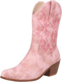 CRETUAO Dames Fringe Western Cowboy halfhoge laarzen, mode puntige dikke hak brede kuit rijlaarzen, klassieke geborduurde comfortabele pull-on cowgirl laarsjes,Wine red,37.5 EU CRETUAO Dames Fringe Western Cowboy halfhoge laarzen, mode puntige dikke hak brede kuit rijlaarzen, klassieke geborduurde comfortabele pull-on cowgirl laarsjes,Wine red,37.5 EU