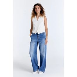 Blauwe Cup of joe wide leg chino blue denim