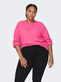 Curvy effen gekleurd gebreide trui