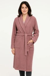 Dames badjas katoen - mauve - 100% katoenen roze sauna badjas