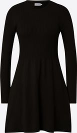 Dames lange mouwen gebreide jurk | zwart | maat s/36
