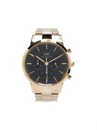 Daniel wellington iconic chronograph link horloge 42 mm - zwart