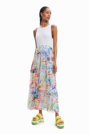 Desigual maxi jurk met all over print wit/multi