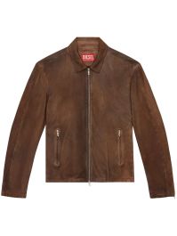 Diesel l-crombe leren jack met rits - bruin