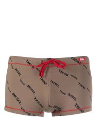 Diesel zwembroek met logoprint - bruin - Bruin