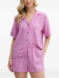 Dkny pyjama van linnenblend met borduurwerk - roze