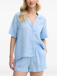 Dkny pyjama van linnenblend met korte mouwen - blauw