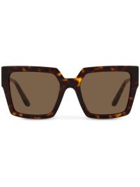 Dolce & gabbana eyewear zonnebril met schildpadschild design met vierkant montuur - bruin