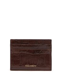 Dolce & gabbana leren pasjeshouder met logo label - bruin