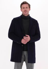 Donkerblauwe profuomo mantel outerw long coat knit navy - Blauw