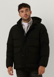 Donkerblauwe tommy hilfiger gewatteerde jas hilfiger down hooded jacket - Zwart