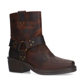 Donkerbruine leren biker boots