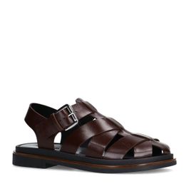 Donkerbruine leren sandalen